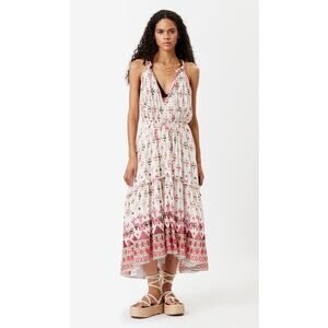 Isabel Marant Etoile Kabelino Dress Boho Sundress Lurex Metallic Midi White 38 6